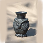 Black Owl Vase in Clay, Dried Flower Pot, Handmade Mexican Pottery from Atzompa, Mexico, Home Decor, Indoor Decor, Floral Centerpiece