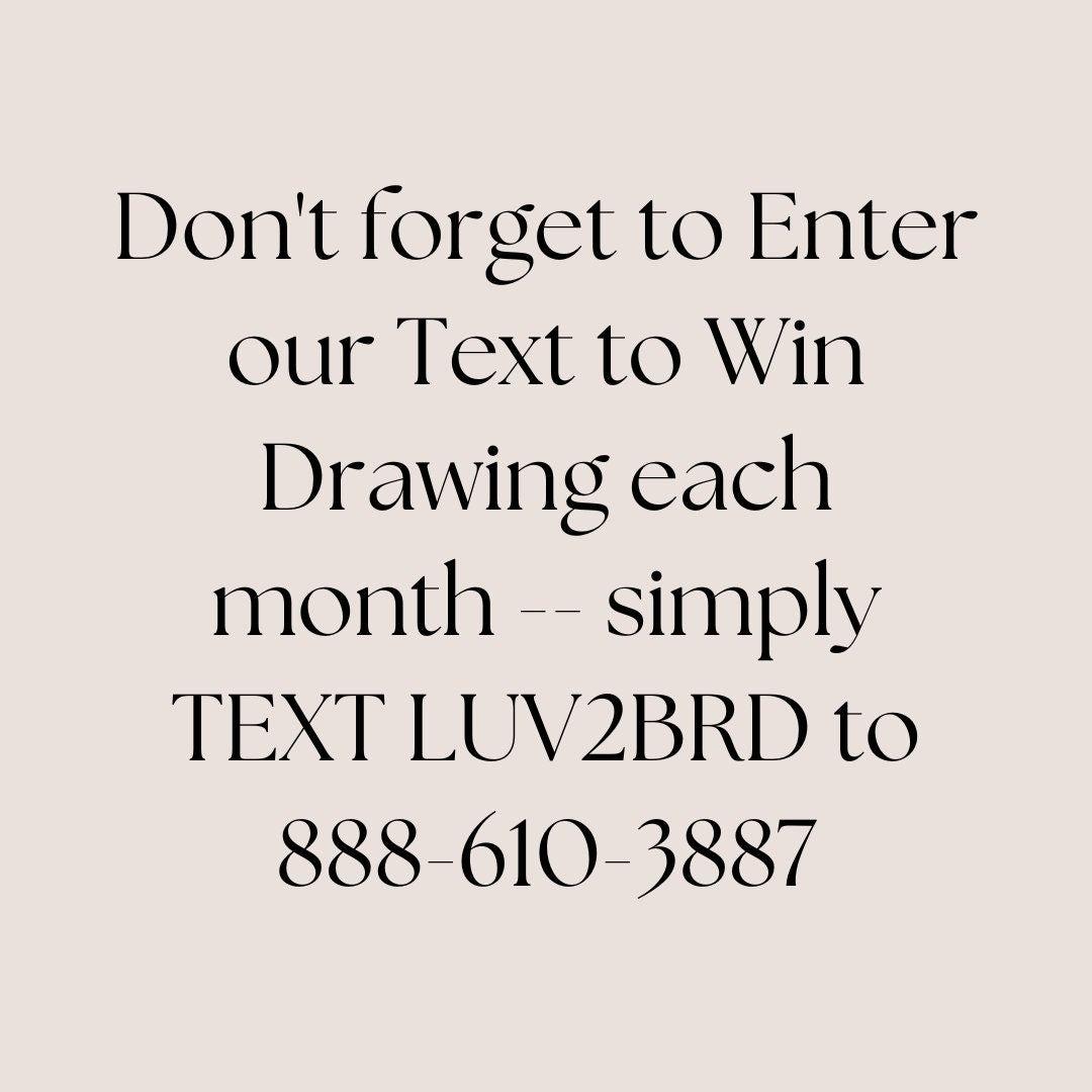 Text message invitation to enter a drawing with contact information on a beige background