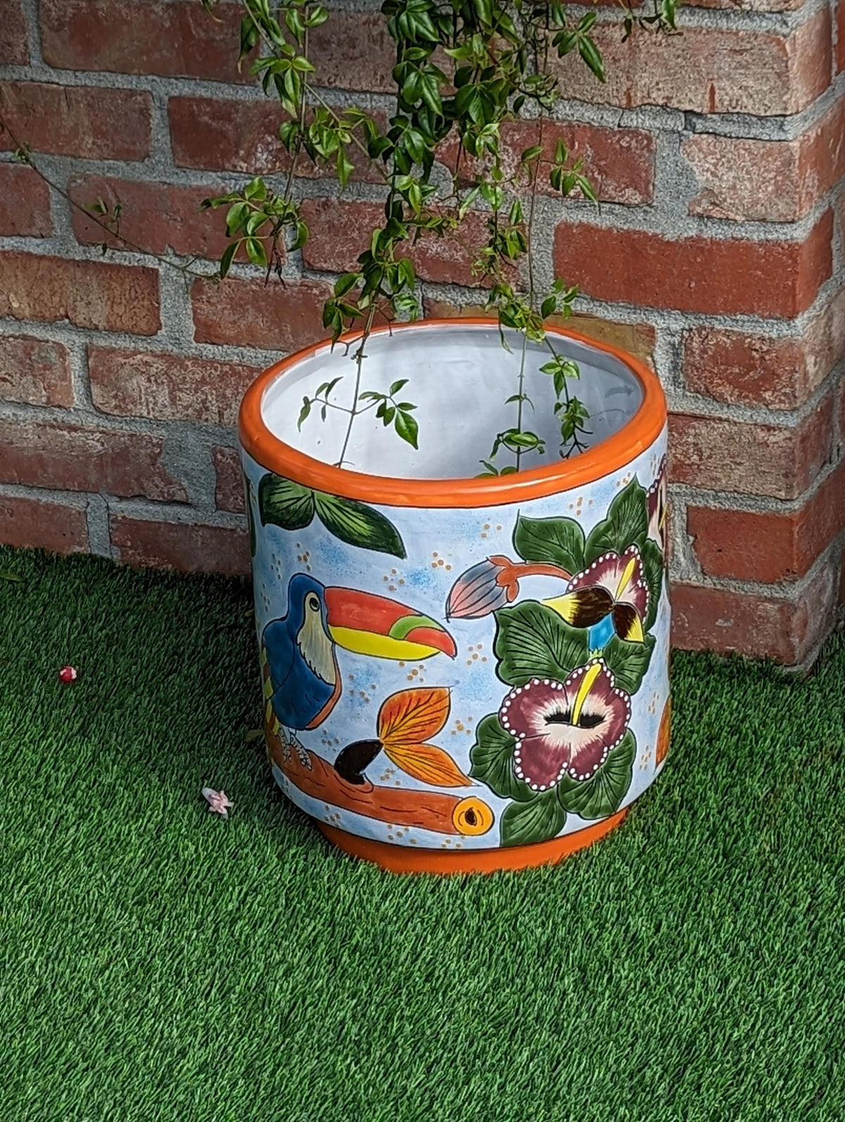Toucan Planter | 14" Ceramic Talavera Flower Pot | Handmade Mexican Pottery
