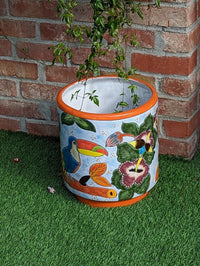 Toucan Planter | 14" Ceramic Talavera Flower Pot | Handmade Mexican Pottery