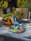 Talavera Rattlesnake Figurine Ceramic Mexican Pottery, Snake Outdoor Decor and Garden Statue Handmade in Mexico