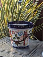 Parrots Flower Pot | 10.5" Round Ceramic Planter is Handmade Talavera Pottery - Use as Outdoor Garden Decor, Indoor Home Decor, Centerpiece