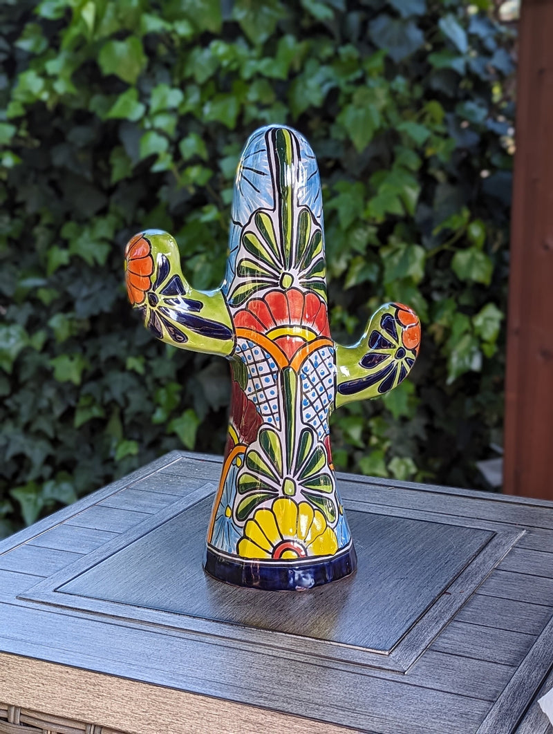 Saguaro Cactus Decor is Colorful Mexican Talavera Pottery, Cactus Room Decor for Bedroom, Bathroom, Outdoor Decorations or Housewarming Gift