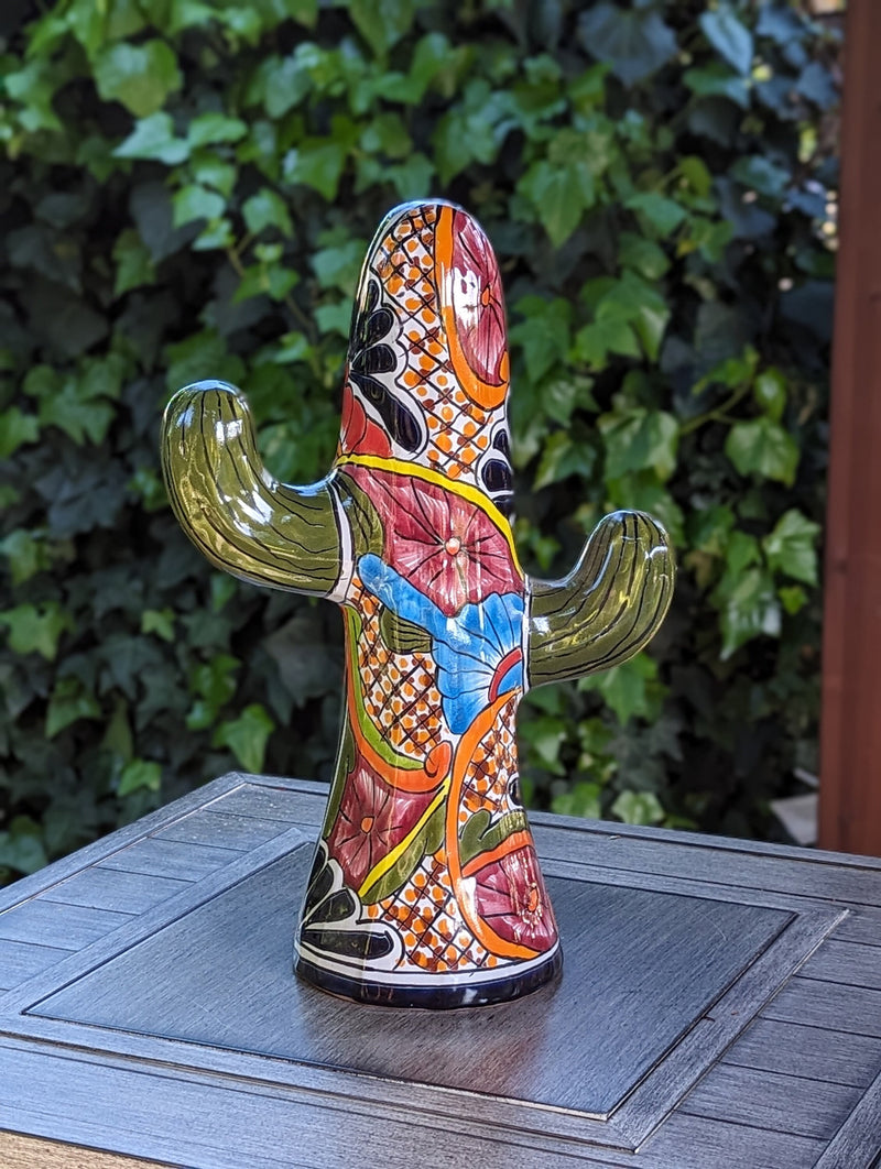 Saguaro Cactus Decor is Colorful Mexican Talavera Pottery, Cactus Room Decor for Bedroom, Bathroom, Outdoor Decorations or Housewarming Gift