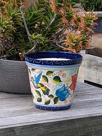 Pre-Order | Hummingbird Flower Pot is Round Ceramic Planter Handmade in Mexico for Outdoor Garden Decor, Indoor Home Decor, Ships 3-25