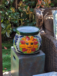 11.5" Oval Mexican Sun Flower Planter is a Colorful, Handmade Talavera Ceramic Planter Pot for Home and Garden Decor, Outdoor Yard Art