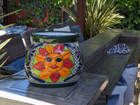 11.5" Oval Mexican Sun Flower Planter is a Colorful, Handmade Talavera Ceramic Planter Pot for Home and Garden Decor, Outdoor Yard Art