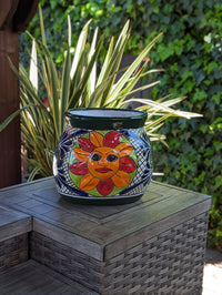 11.5" Oval Mexican Sun Flower Planter is a Colorful, Handmade Talavera Ceramic Planter Pot for Home and Garden Decor, Outdoor Yard Art