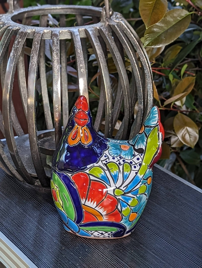 Ceramic Rooster, Talavera Pottery, Handmade in Mexico, Outdoor Home Decor, Garden or Porch Decor, Yard Art, Unique Gift for Chicken Lovers