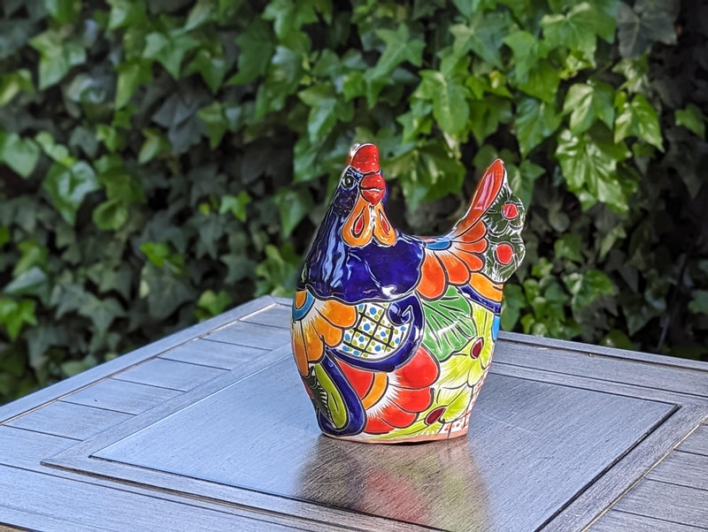 Ceramic Rooster, Talavera Pottery, Handmade in Mexico, Outdoor Home Decor, Garden or Porch Decor, Yard Art, Unique Gift for Chicken Lovers