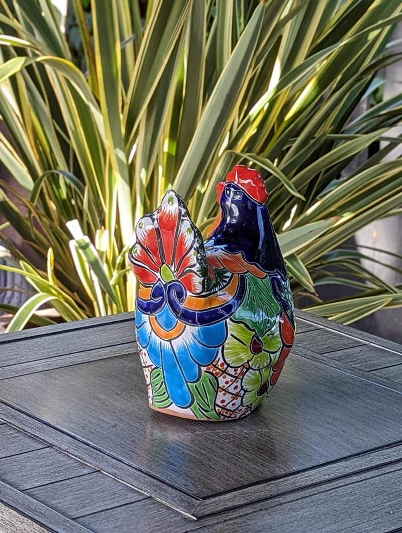 Ceramic Rooster, Talavera Pottery, Handmade in Mexico, Outdoor Home Decor, Garden or Porch Decor, Yard Art, Unique Gift for Chicken Lovers