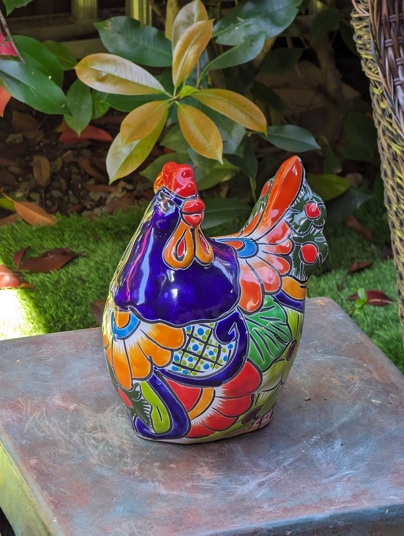 Ceramic Rooster, Talavera Pottery, Handmade in Mexico, Outdoor Home Decor, Garden or Porch Decor, Yard Art, Unique Gift for Chicken Lovers