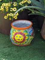 11.5" Oval Mexican Sun Flower Planter is a Colorful, Handmade Talavera Ceramic Planter Pot for Home and Garden Decor, Outdoor Yard Art