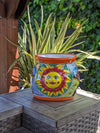 11.5" Oval Mexican Sun Flower Planter is a Colorful, Handmade Talavera Ceramic Planter Pot for Home and Garden Decor, Outdoor Yard Art