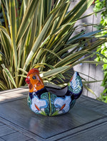 Chicken Flower Pot, Ceramic Talavera Planter, Handmade Mexican Pottery Home Decor - Indoor Planter or Outdoor Pot, Small Planter Pot