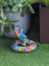 Talavera Rattlesnake Figurine Ceramic Mexican Pottery, Snake Outdoor Decor and Garden Statue Handmade in Mexico