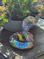 Talavera Rattlesnake Figurine Ceramic Mexican Pottery, Snake Outdoor Decor and Garden Statue Handmade in Mexico