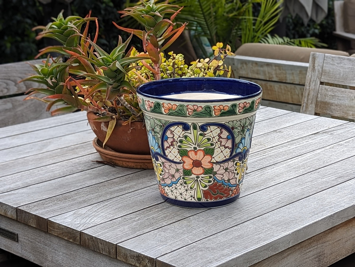 Pre-Order | Gardenia Flower Pot & Ceramic Planter is Stunning Handmade Mexican Pottery for Outdoor Gardening, Indoor Home Decor, Ships 3-25