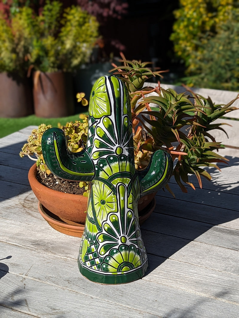 Saguaro Cactus Decor is Colorful Mexican Talavera Pottery, Cactus Room Decor for Bedroom, Bathroom, Outdoor Decorations or Housewarming Gift