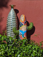 Saguaro Cactus Decor is Colorful Mexican Talavera Pottery, Cactus Room Decor for Bedroom, Bathroom, Outdoor Decorations or Housewarming Gift