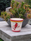 Cardinal Flower Pot | 10.5"Round Ceramic Planter is Handmade Mexican Pottery - Use as Outdoor Garden Decor, Indoor Home Decor, Centerpiece