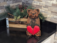 Chainsaw Love Bear Garden Decor & Yard Art to Greet Your Guests with a Handmade Wooden Statue on Your Front Porch