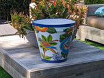 Parrot Flower Pot | 10.5" Round Ceramic Planter is Handmade Mexican Pottery for Outdoor Garden Decor, Indoor Home Decor, or Centerpiece