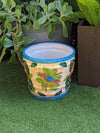 Parrot Flower Pot | 10.5" Round Ceramic Planter is Handmade Mexican Pottery for Outdoor Garden Decor, Indoor Home Decor, or Centerpiece
