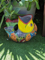 Talavera Whale Planter is Hand Painted Ceramic Mexican Pottery | Large Fish Planter Pot for Yard Art & Outdoor Garden Decor, Big Flower Pot