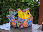 Talavera Whale Planter is Hand Painted Ceramic Mexican Pottery | Large Fish Planter Pot for Yard Art & Outdoor Garden Decor, Big Flower Pot