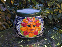 11.5" Oval Mexican Sun Flower Planter is a Colorful, Handmade Talavera Ceramic Planter Pot for Home and Garden Decor, Outdoor Yard Art