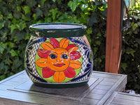 11.5" Oval Mexican Sun Flower Planter is a Colorful, Handmade Talavera Ceramic Planter Pot for Home and Garden Decor, Outdoor Yard Art