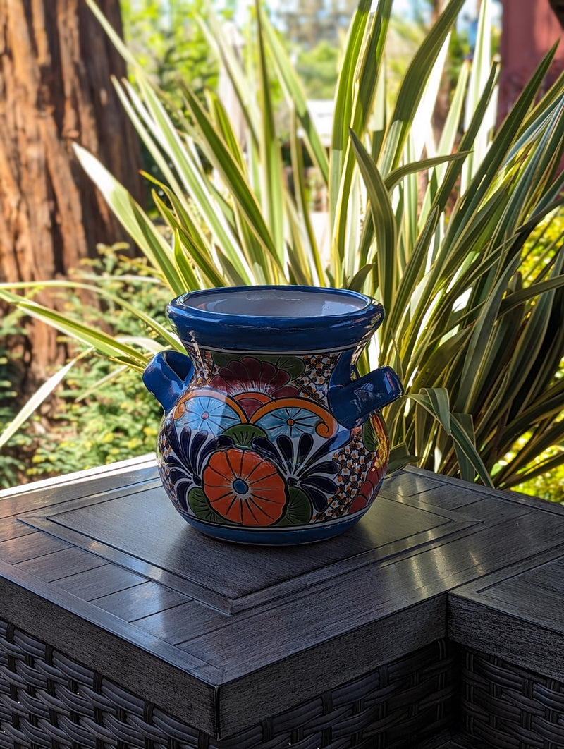 Stunning 10.5" Round Planter, Talavera Ceramic Flower Pot, Use Handmade Pottery for Outdoor Garden Decor or Indoor Home Decor, Unique Gift