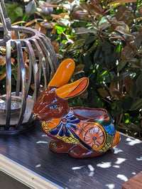Rabbit Planter Talavera Pottery, Colorful Ceramic Plant Pot Indoor Home Decor, Outdoor Garden Decor Hand Painted Mexican Yard Decor