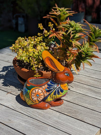 Rabbit Planter Talavera Pottery, Colorful Ceramic Plant Pot Indoor Home Decor, Outdoor Garden Decor Hand Painted Mexican Yard Decor