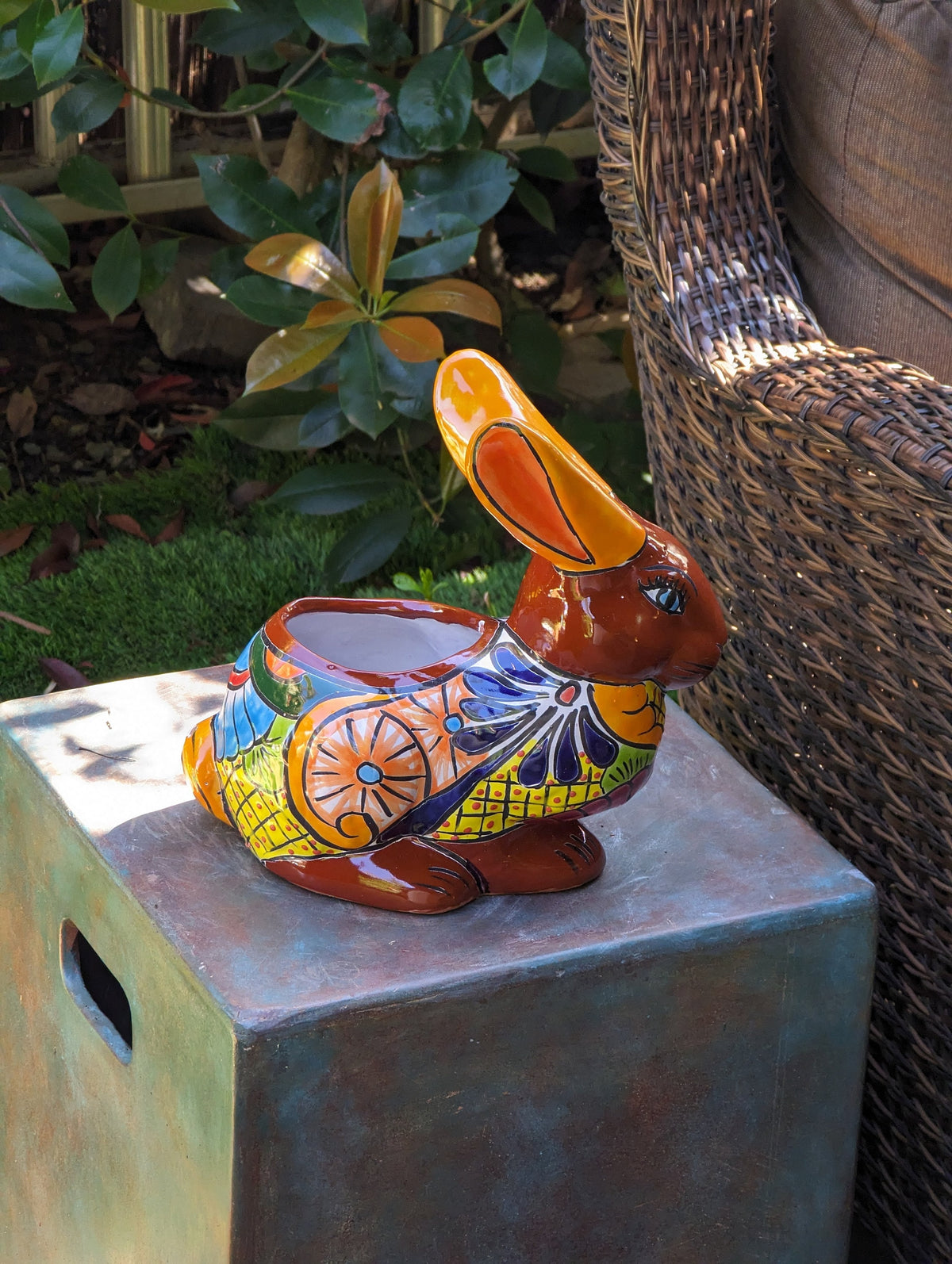 Rabbit Planter Talavera Pottery, Colorful Ceramic Plant Pot Indoor Home Decor, Outdoor Garden Decor Hand Painted Mexican Yard Decor