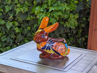 Rabbit Planter Talavera Pottery, Colorful Ceramic Plant Pot Indoor Home Decor, Outdoor Garden Decor Hand Painted Mexican Yard Decor