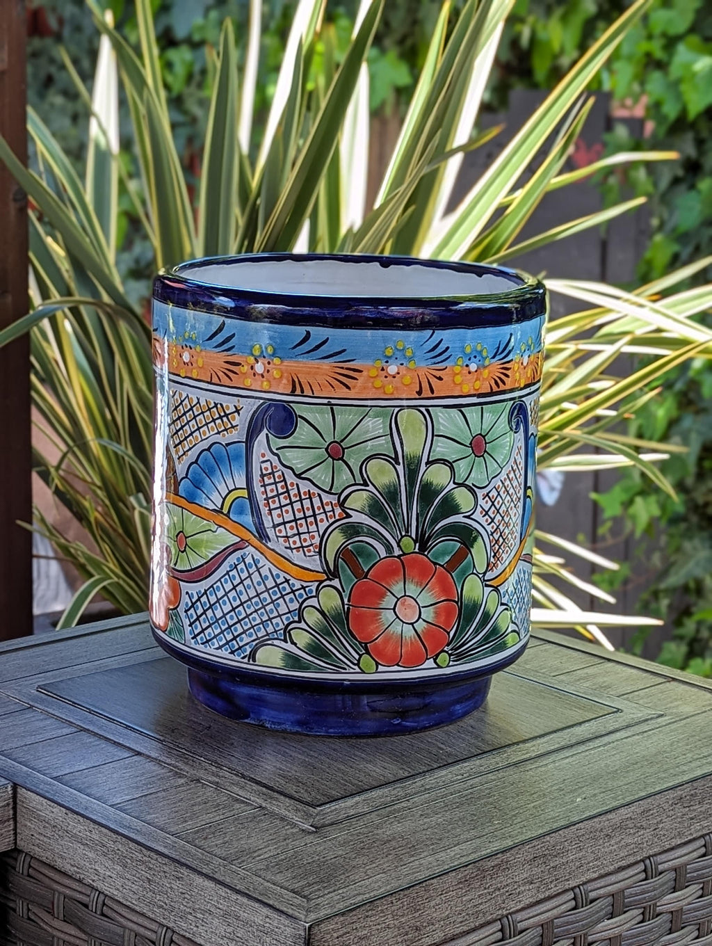 Colorful 7" Round Flower Pot, Talavera Ceramic Planter, Handmade Pottery, Outdoor Garden Decor, Indoor Home Decor, Unique Housewarming Gift