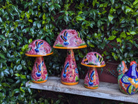 Pre-Order | Mushroom Garden Decor & Yard Art, Ships 9-25 | Ceramic Talavera Pottery, Hummingbird Home Decor, 3 Toadstools Handmade in Mexico