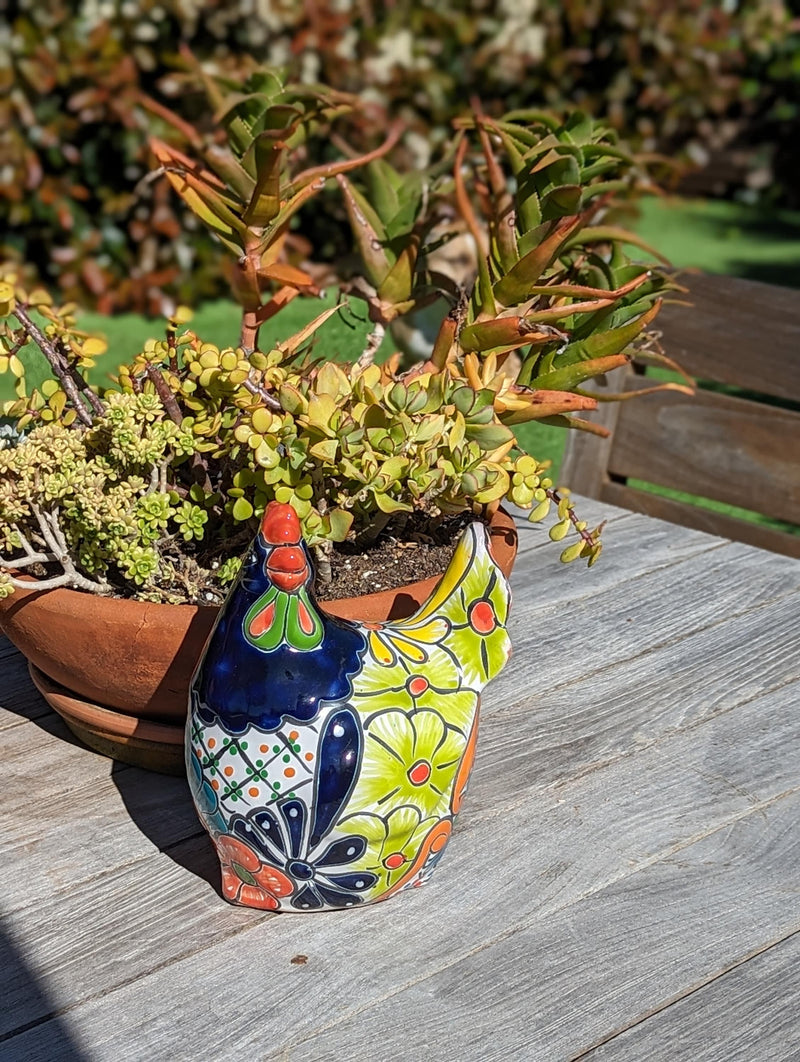 Ceramic Rooster, Talavera Pottery, Handmade in Mexico, Outdoor Home Decor, Garden or Porch Decor, Yard Art, Unique Gift for Chicken Lovers