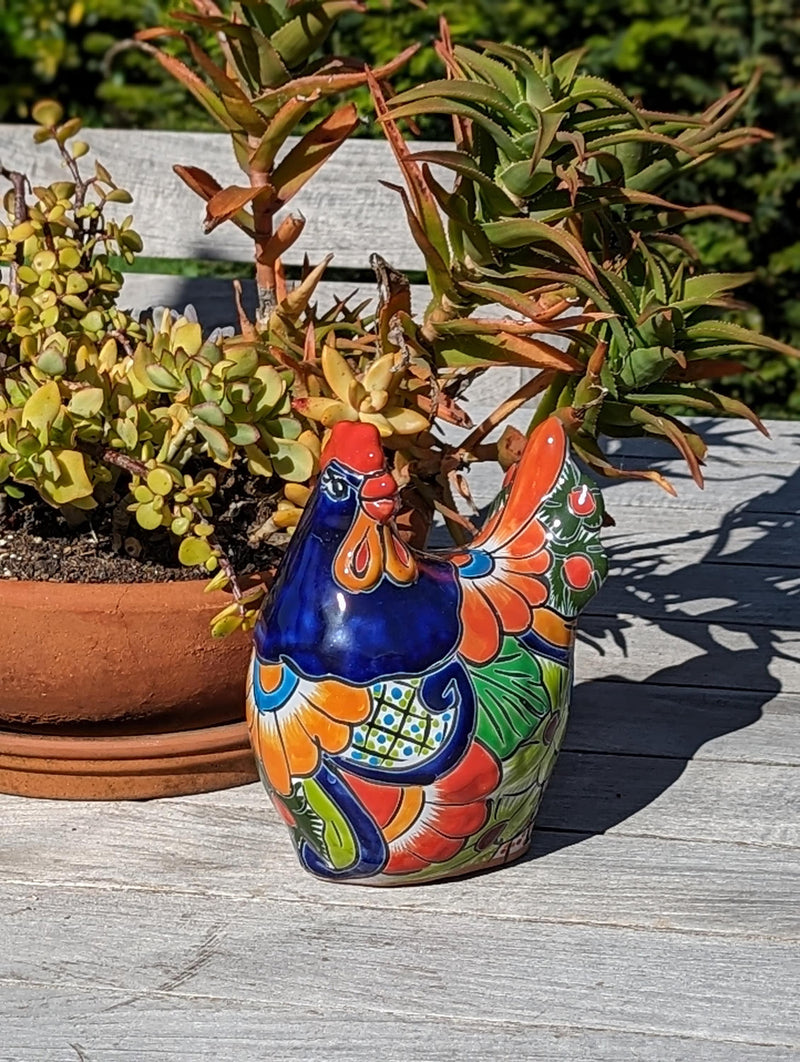 Ceramic Rooster, Talavera Pottery, Handmade in Mexico, Outdoor Home Decor, Garden or Porch Decor, Yard Art, Unique Gift for Chicken Lovers