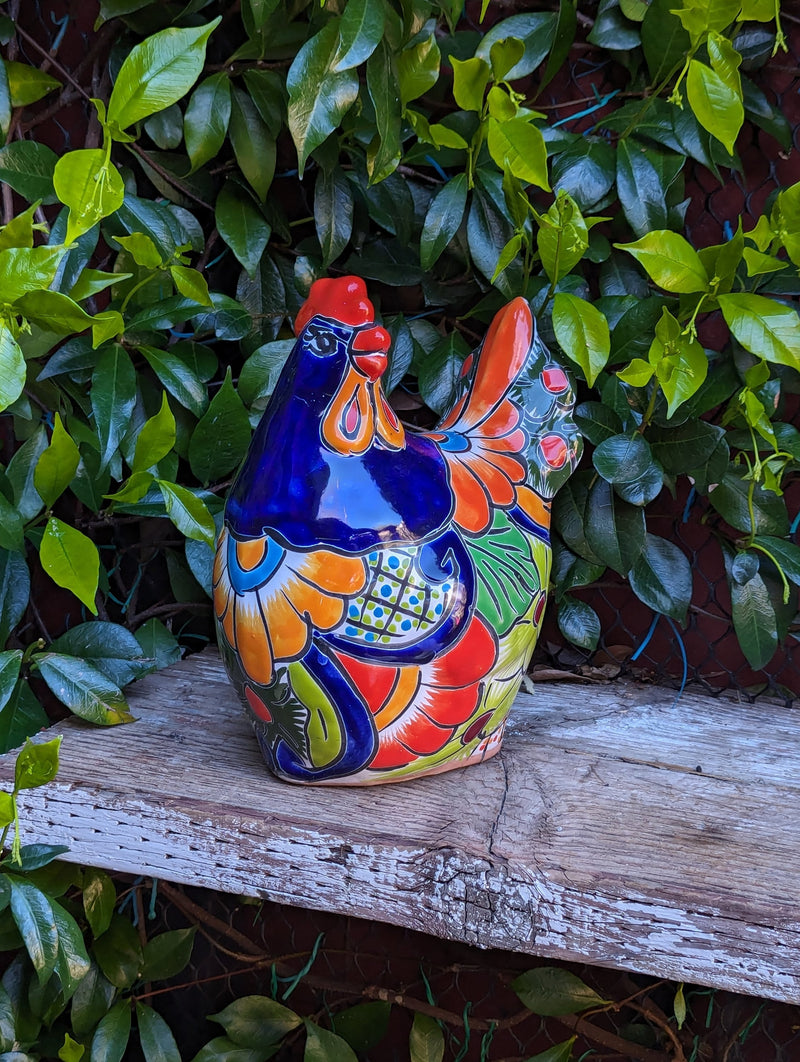 Ceramic Rooster, Talavera Pottery, Handmade in Mexico, Outdoor Home Decor, Garden or Porch Decor, Yard Art, Unique Gift for Chicken Lovers