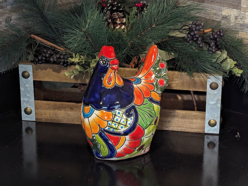 Ceramic Rooster, Talavera Pottery, Handmade in Mexico, Outdoor Home Decor, Garden or Porch Decor, Yard Art, Unique Gift for Chicken Lovers