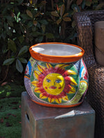 11.5" Oval Mexican Sun Flower Planter is a Colorful, Handmade Talavera Ceramic Planter Pot for Home and Garden Decor, Outdoor Yard Art