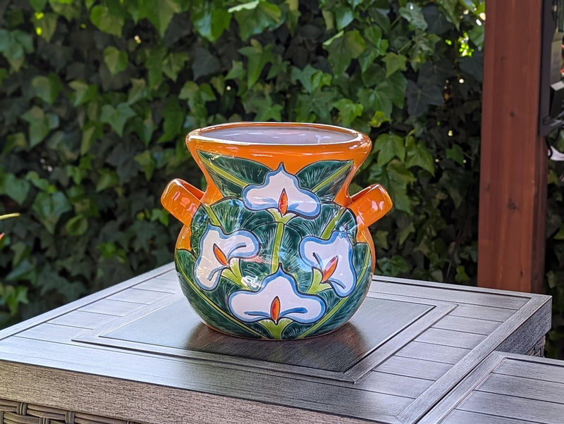 Stunning 10.5" Round Planter, Talavera Ceramic Flower Pot, Use Handmade Pottery for Outdoor Garden Decor or Indoor Home Decor, Unique Gift