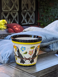 4 Toucans Flower Pot | 10.5" Round Ceramic Planter is Handmade Mexican Pottery for Outdoor Garden Decor, Indoor Home Decor, or a Centerpiece