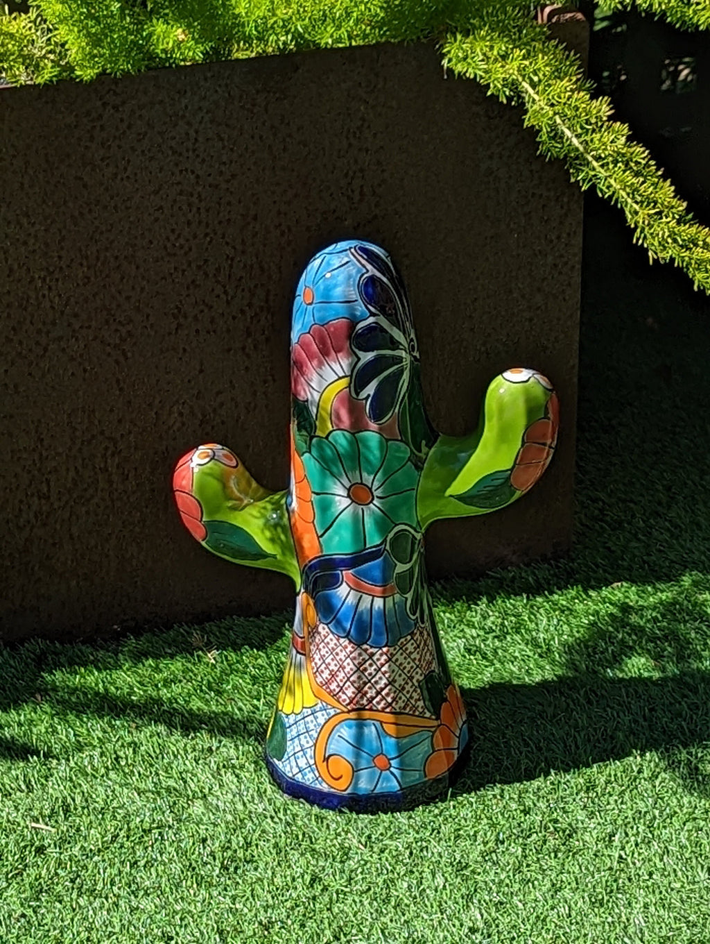 Saguaro Cactus Decor is Colorful Mexican Talavera Pottery, Cactus Room Decor for Bedroom, Bathroom, Outdoor Decorations or Housewarming Gift