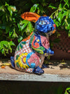 Rabbit Garden Decor is a Cute Ceramic Gift for Yard & Garden Art | Mexican Talavera Pottery, Handmade Hand Painted Rabbit Yard Decoration