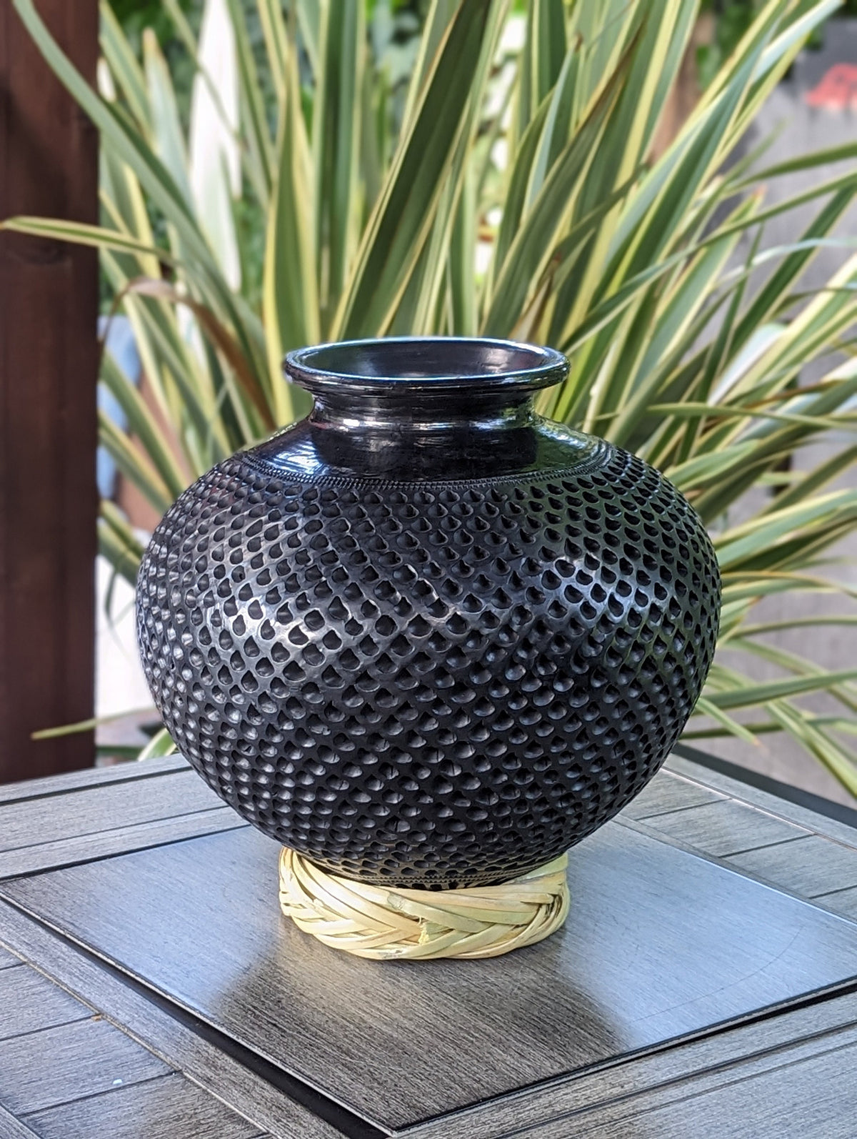 Decorative Centerpiece or Stunning Dried Flower Vase | Black Pottery Home Decor Handmade Mexican Pottery of San Bartolo, Oaxaca Indoor Decor