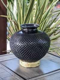 Decorative Centerpiece or Stunning Dried Flower Vase | Black Pottery Home Decor Handmade Mexican Pottery of San Bartolo, Oaxaca Indoor Decor